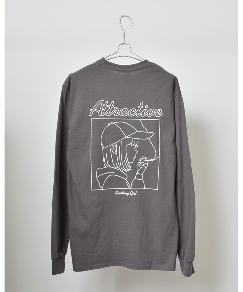 MODISH GAZE(モディシュガゼ)の「【MODISH GAZE】6.0オンス スモーキングガール 線画イラストロンT 長袖(Tシャツ/カットソー・メンズ・ホワイト/グレー系1/ネイビー/ブルー系1/ブラック/グレー系2/アッシュグレー/ダークグリーン/ブルー系2・SMALL/MEDIUM/LARGE/X-LARGE)」の22枚目の写真
