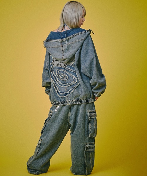 GALFY（ガルフィー）の「【GALFY/ガルフィー】ぐるグニャデニムパーカー（ブルゾン・メンズ・ブラック/ブラウン/ブルー・XL/L）」の17枚目の写真