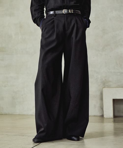 SET UP対応】3ディメンションワイドパンツ(HARE)（スラックス）｜HARE