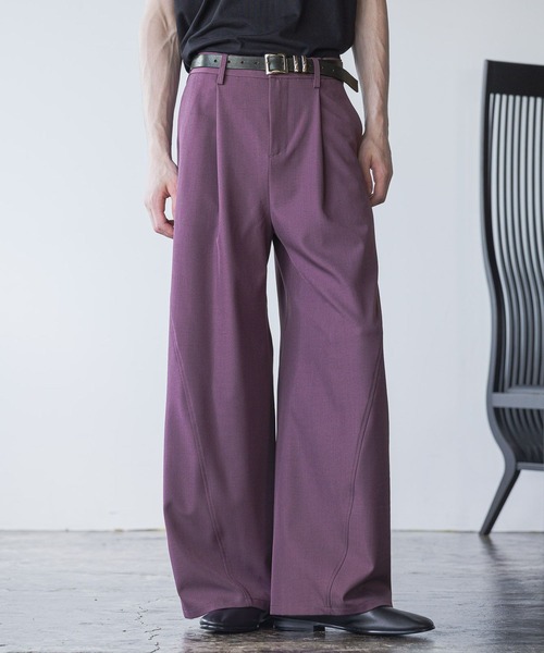 SET UP対応】3ディメンションワイドパンツ(HARE)（スラックス）｜HARE