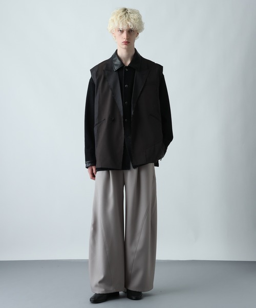 SET UP対応】3ディメンションワイドパンツ(HARE)（スラックス）｜HARE