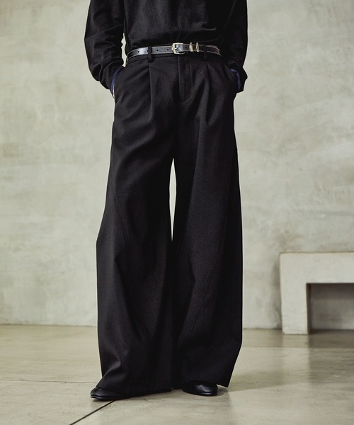 SET UP対応】3ディメンションワイドパンツ(HARE)（スラックス）｜HARE