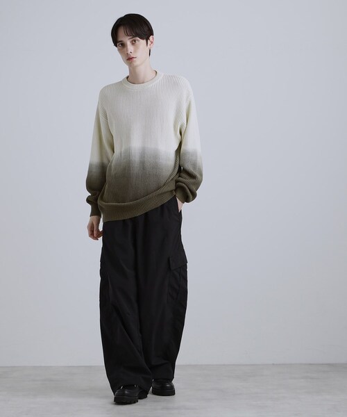 tk.TAKEO KIKUCHI（ティーケータケオキクチ）の「コットン畔編みグラデーションニット（ニット/セーター・メンズ・ライトグレー/オフホワイト/チャコールグレー・02/03/04）」の12枚目の写真