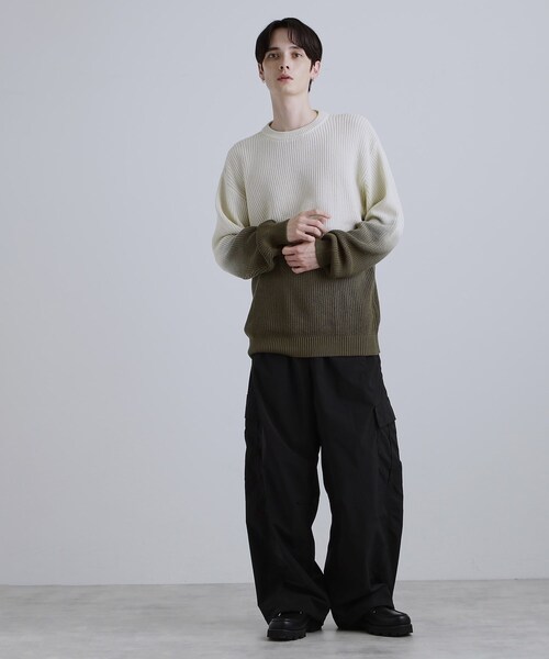 tk.TAKEO KIKUCHI（ティーケータケオキクチ）の「コットン畔編みグラデーションニット（ニット/セーター・メンズ・ライトグレー/オフホワイト/チャコールグレー・02/03/04）」の13枚目の写真