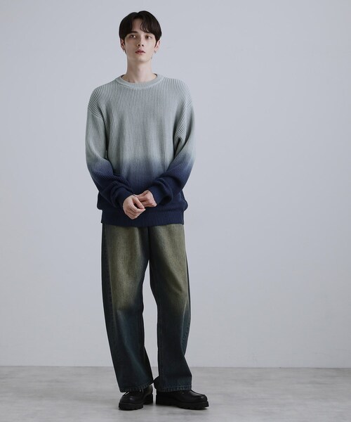 tk.TAKEO KIKUCHI（ティーケータケオキクチ）の「コットン畔編みグラデーションニット（ニット/セーター・メンズ・ライトグレー/オフホワイト/チャコールグレー・02/03/04）」の16枚目の写真