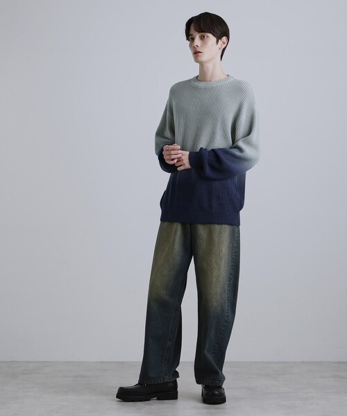 tk.TAKEO KIKUCHI（ティーケータケオキクチ）の「コットン畔編みグラデーションニット（ニット/セーター・メンズ・ライトグレー/オフホワイト/チャコールグレー・02/03/04）」の17枚目の写真