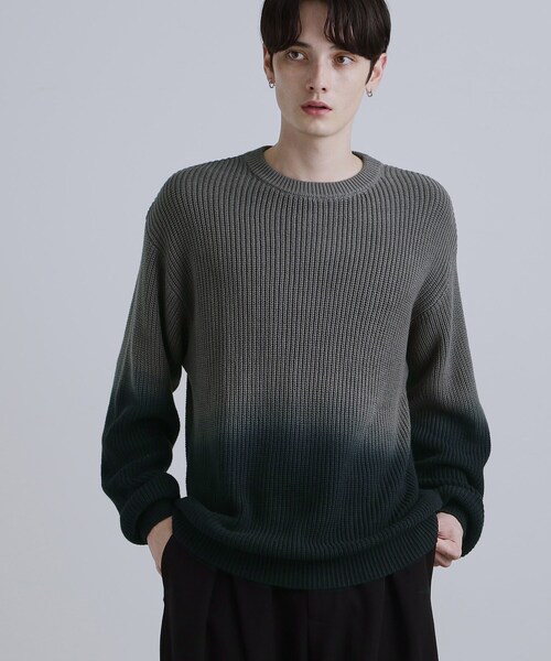 tk.TAKEO KIKUCHI（ティーケータケオキクチ）の「コットン畔編みグラデーションニット（ニット/セーター・メンズ・ライトグレー/オフホワイト/チャコールグレー・02/03/04）」の19枚目の写真