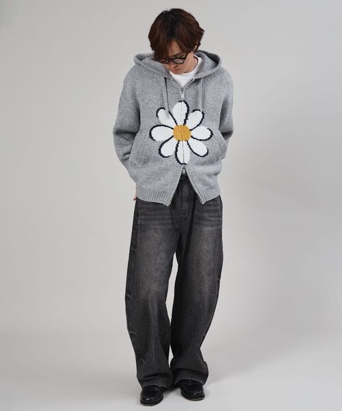 FFEIN（フェイン）の「【FFEIN（フェイン）】エクアドル風ヘビーニットジップアップ / ニット ダブルジップ ジップパーカー 短丈 フーディ（パーカー・メンズ・A/アッシュグレー・SMALL/MEDIUM/LARGE）」の17枚目の写真