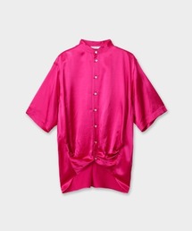 【CINOH】チノ 定価4.1万 ドレープショートスリーブブラウス ピンク 美品 CINOH】チノ 定価4.1万 ドレープショートスリーブブラウス