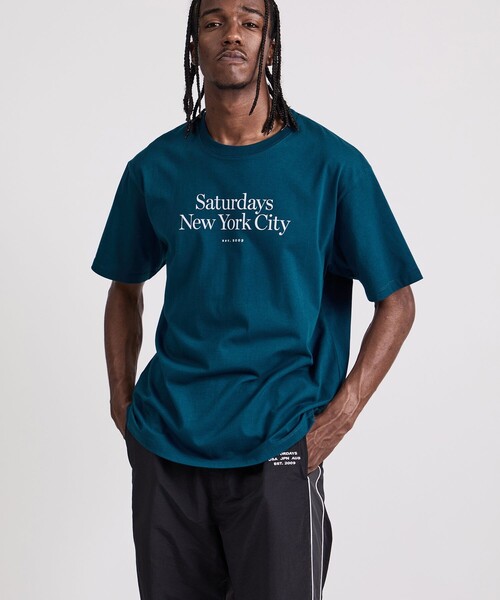 Saturdays NYC(サタデーズ ニューヨークシティ )の「Miller Standard SS Tee(Tシャツ/カットソー・メンズ・ブルー/ダークブラウン・L/M/S/XL/X-SMALL)」の2枚目の写真