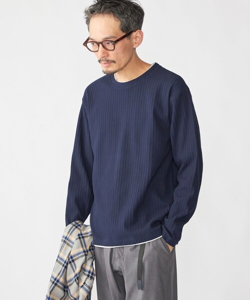 SHIPS(シップス)の「SHIPS: フェイク レイヤード クルーネック ロングスリーブ(Tシャツ/カットソー・メンズ・グレー/ベージュ/ネイビー/ワイン・SMALL/MEDIUM/LARGE/X-LARGE)」の4枚目の写真