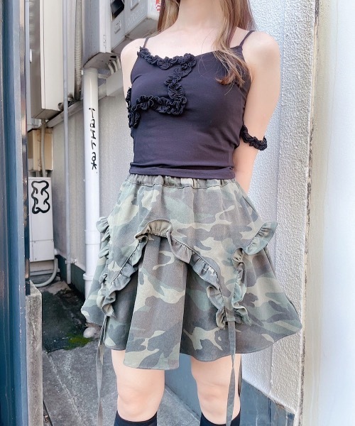 lilLilly（リルリリー）の「スターフリルキャミソール（キャミソール・レディース・ブラック/ホワイト/グレー・FREE）」の12枚目の写真