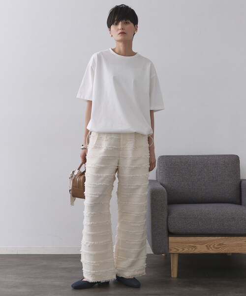 OPAQUE.CLIP(オペークドットクリップ)の「裾ドロストTシャツ【洗濯機洗い可】(Tシャツ/カットソー・レディース・ホワイト/ブラック/ダークブラウン・40/38)」の5枚目の写真