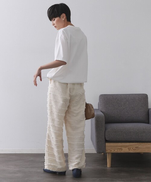 OPAQUE.CLIP(オペークドットクリップ)の「裾ドロストTシャツ【洗濯機洗い可】(Tシャツ/カットソー・レディース・ホワイト/ブラック/ダークブラウン・40/38)」の6枚目の写真