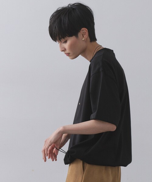 OPAQUE.CLIP(オペークドットクリップ)の「裾ドロストTシャツ【洗濯機洗い可】(Tシャツ/カットソー・レディース・ホワイト/ブラック/ダークブラウン・40/38)」の8枚目の写真