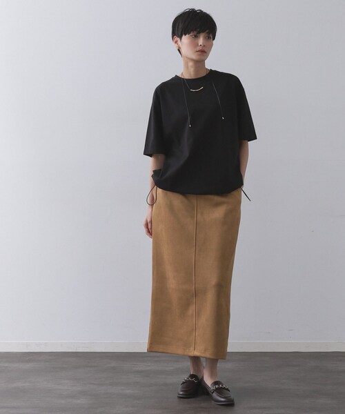 OPAQUE.CLIP(オペークドットクリップ)の「裾ドロストTシャツ【洗濯機洗い可】(Tシャツ/カットソー・レディース・ホワイト/ブラック/ダークブラウン・40/38)」の9枚目の写真