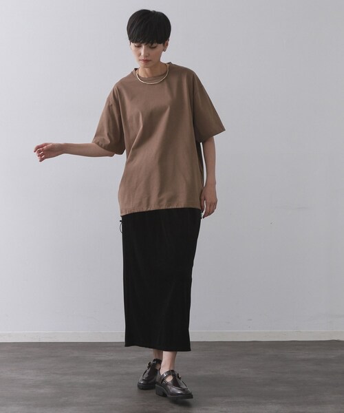 OPAQUE.CLIP(オペークドットクリップ)の「裾ドロストTシャツ【洗濯機洗い可】(Tシャツ/カットソー・レディース・ホワイト/ブラック/ダークブラウン・40/38)」の13枚目の写真