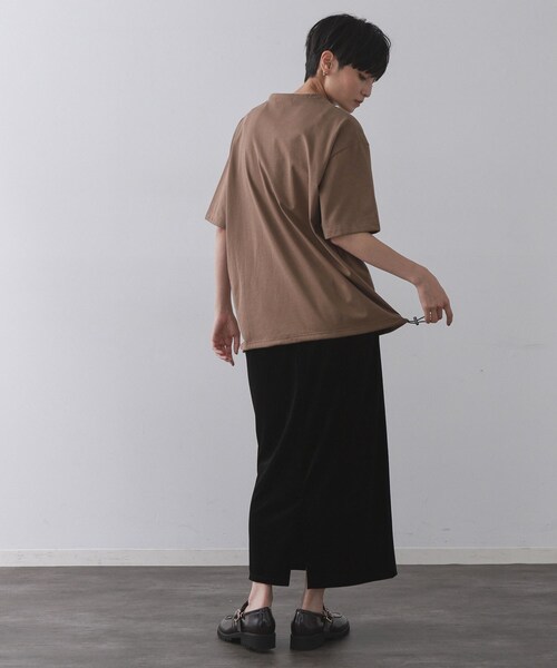OPAQUE.CLIP(オペークドットクリップ)の「裾ドロストTシャツ【洗濯機洗い可】(Tシャツ/カットソー・レディース・ホワイト/ブラック/ダークブラウン・40/38)」の14枚目の写真