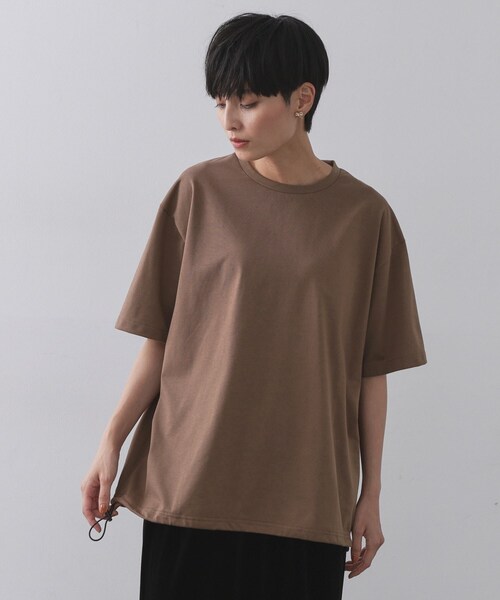 OPAQUE.CLIP(オペークドットクリップ)の「裾ドロストTシャツ【洗濯機洗い可】(Tシャツ/カットソー・レディース・ホワイト/ブラック/ダークブラウン・40/38)」の16枚目の写真