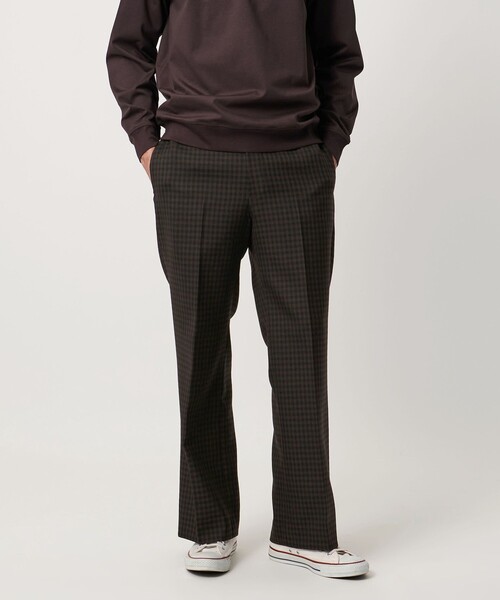 UNITED ARROWS（ユナイテッドアローズ）の「モダンチェック ノープリーツ ワイドストレート パンツ（スラックス・メンズ・オリーブ/ベージュ・M/L/S/XL）」の2枚目の写真