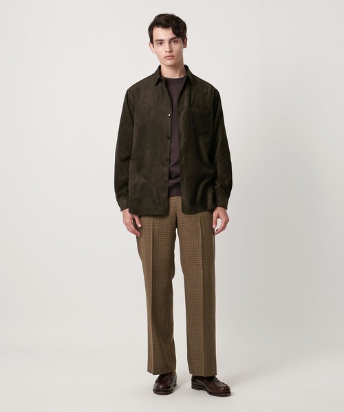 UNITED ARROWS（ユナイテッドアローズ）の「モダンチェック ノープリーツ ワイドストレート パンツ（スラックス・メンズ・オリーブ/ベージュ・M/L/S/XL）」の4枚目の写真