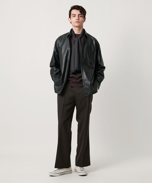 UNITED ARROWS（ユナイテッドアローズ）の「モダンチェック ノープリーツ ワイドストレート パンツ（スラックス・メンズ・オリーブ/ベージュ・M/L/S/XL）」の6枚目の写真