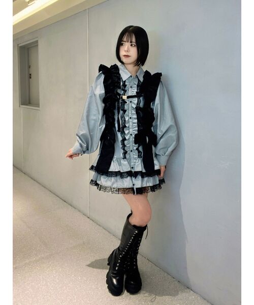 jouetie（ジュエティ）の「レースフリルチュニックシャツ（シャツ/ブラウス・レディース・ブラック/オフホワイト/ネイビー・MEDIUM）」の11枚目の写真