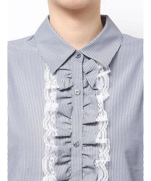 セール】レースフリルチュニックシャツ（シャツ/ブラウス）｜jouetie