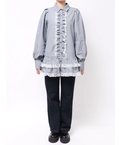 レースフリルチュニックシャツ（シャツ/ブラウス）｜jouetie