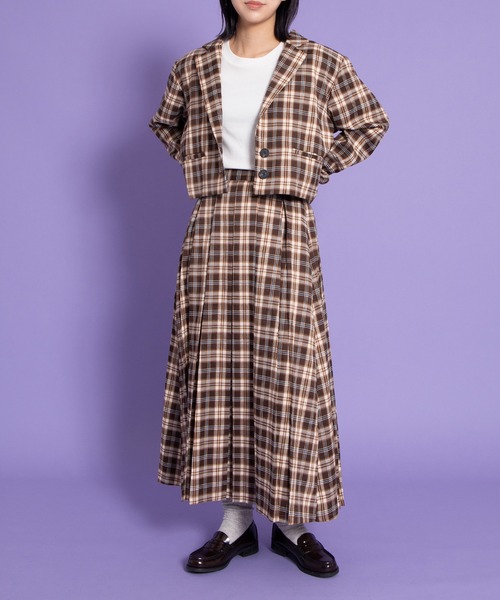 PUNYUS（プニュズ）の「チェックプリーツロングスカート（スカート・レディース・ブラウン/ブルー・1/2/3/4）」の6枚目の写真