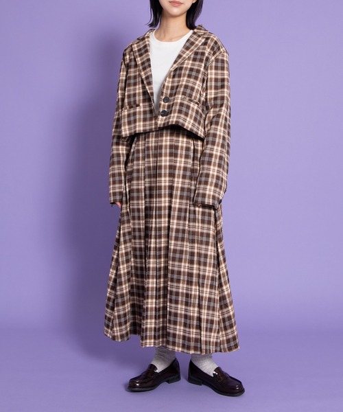 PUNYUS（プニュズ）の「チェックプリーツロングスカート（スカート・レディース・ブラウン/ブルー・1/2/3/4）」の9枚目の写真