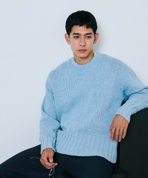 NANO universe【新品】ニット セーター クルーネック テラコッタ L ナノ・ユニバース] 「毛玉レス ニット」 ファインゲージ クルーネック