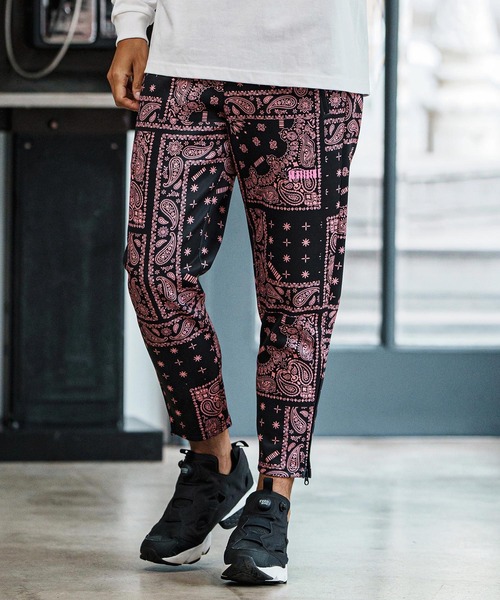 mp14091-Bandana Cardboard Knit Zip Accent Pants ダンボールニット