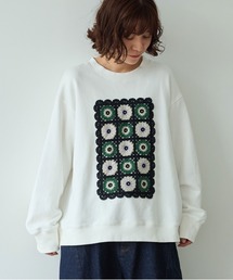 △コットン裏毛レースプルオーバー
