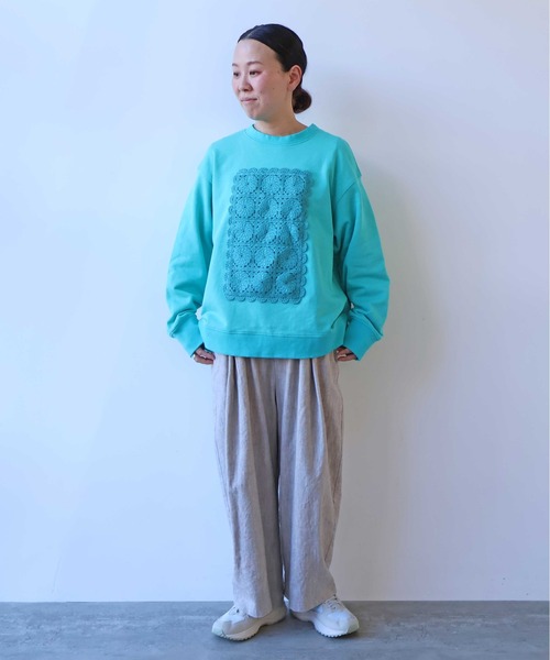 yuni(ユニ )の「△コットン裏毛レースプルオーバー(スウェット・レディース・ブラック系その他/ブラック/ホワイト系その他/グレー/ホワイト/グリーン・FREE)」の12枚目の写真