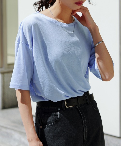 Chillfar(チルファー)の「シアースラブ半袖TEE(Tシャツ/カットソー・レディース・グレー/ホワイト/ブラック/レッド/ピンク/ブルー/オレンジ/ネイビー系・FREE)」の4枚目の写真