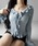 me+em selecti~[ZNgj́uy Tcolor zVA[tujbgJ[fBK ^ sheer frill long-sleeve ribbed knit cardiganiJ[fBK/{jvbu[
