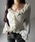 me+em selecti~[ZNgj́uy Tcolor zVA[tujbgJ[fBK ^ sheer frill long-sleeve ribbed knit cardiganiJ[fBK/{jvbAC{[