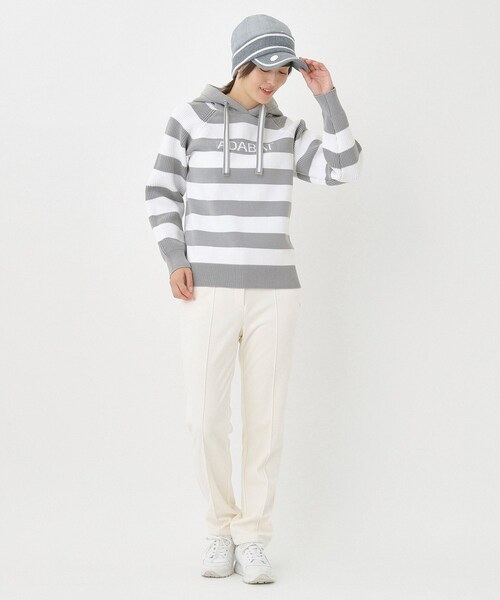 adabat（アダバット）の「ボーダーニットパーカー（ニット/セーター・レディース・グレー系7/ネイビー系2・38/40/42）」の4枚目の写真