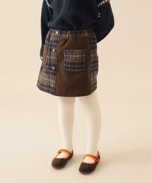 BEAMS mini | チェック フロントボタン スカートパンツ 2025FW（90～140cm）(その他パンツ)