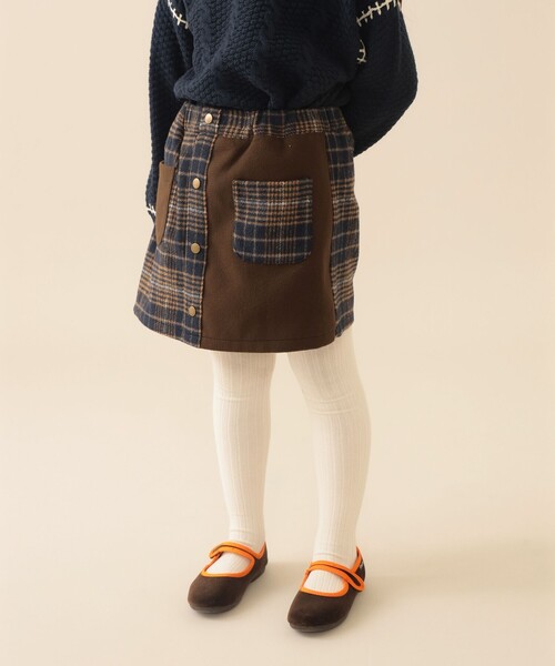 BEAMS mini(ビームスミニ)の「チェック フロントボタン スカートパンツ 2025FW(90~140cm)(その他パンツ・キッズ・ブラウン/ネイビー・100/140/130/120/110/90)」の2枚目の写真