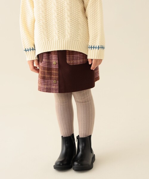 BEAMS mini(ビームスミニ)の「チェック フロントボタン スカートパンツ 2025FW(90~140cm)(その他パンツ・キッズ・ブラウン/ネイビー・100/140/130/120/110/90)」の3枚目の写真