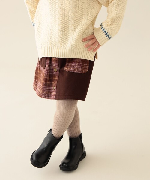 BEAMS mini(ビームスミニ)の「チェック フロントボタン スカートパンツ 2025FW(90~140cm)(その他パンツ・キッズ・ブラウン/ネイビー・100/140/130/120/110/90)」の4枚目の写真