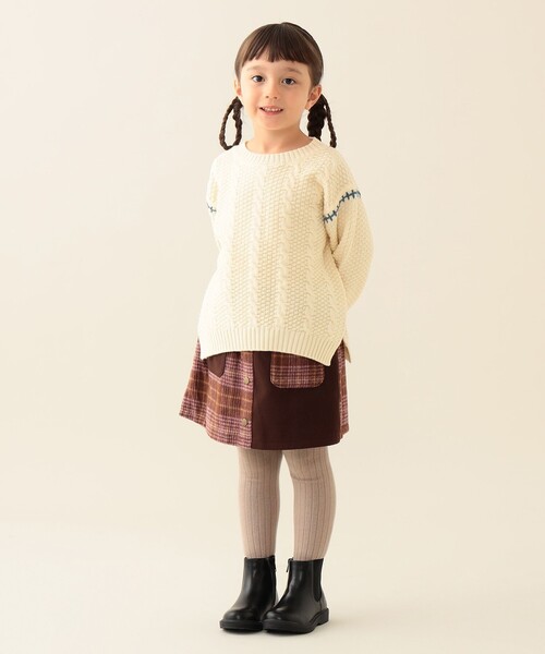 BEAMS mini(ビームスミニ)の「チェック フロントボタン スカートパンツ 2025FW(90~140cm)(その他パンツ・キッズ・ブラウン/ネイビー・100/140/130/120/110/90)」の5枚目の写真