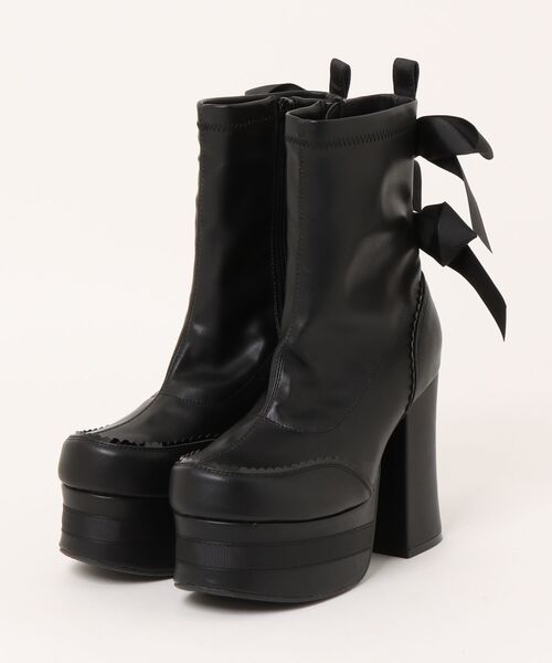 「YOSUKE/ヨースケ」厚底リボンショートブーツ
