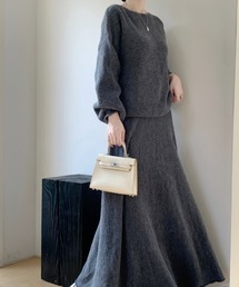 Diosfront | ボートネック畦編みニットプルオーバーセットアップ(セットアップ)