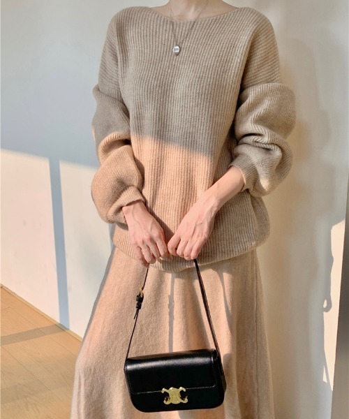 Diosfront（ディオスフロント）の「ボートネック畦編みニットプルオーバーセットアップ（セットアップ・レディース・ブラック/アイボリー/ベージュ/モカ/チャコールグレー・FREE）」の6枚目の写真