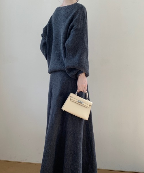 Diosfront（ディオスフロント）の「ボートネック畦編みニットプルオーバーセットアップ（セットアップ・レディース・ブラック/アイボリー/ベージュ/モカ/チャコールグレー・FREE）」の16枚目の写真