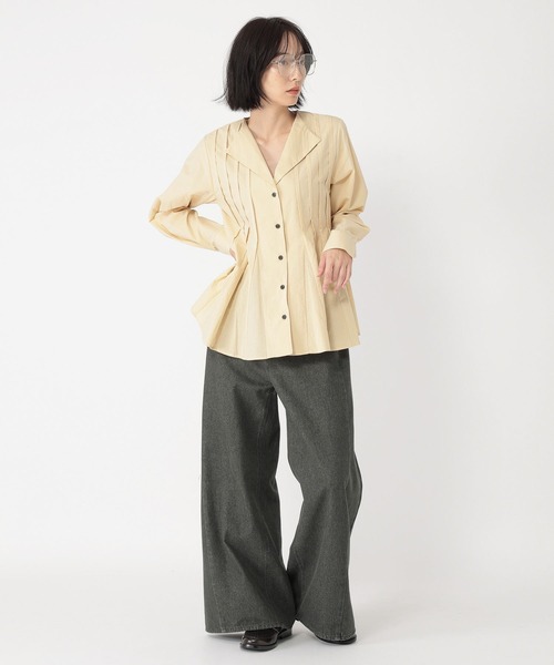 【さわえページ】 daily CLIP】切り替えフレアブラウス（シャツ/ブラウス