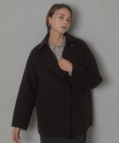 CADUNE（カデュネ）の「ストール付きリバーコート（ダウンジャケット/コート・レディース・ブラウン/オフホワイト・36/38）」の4枚目の写真